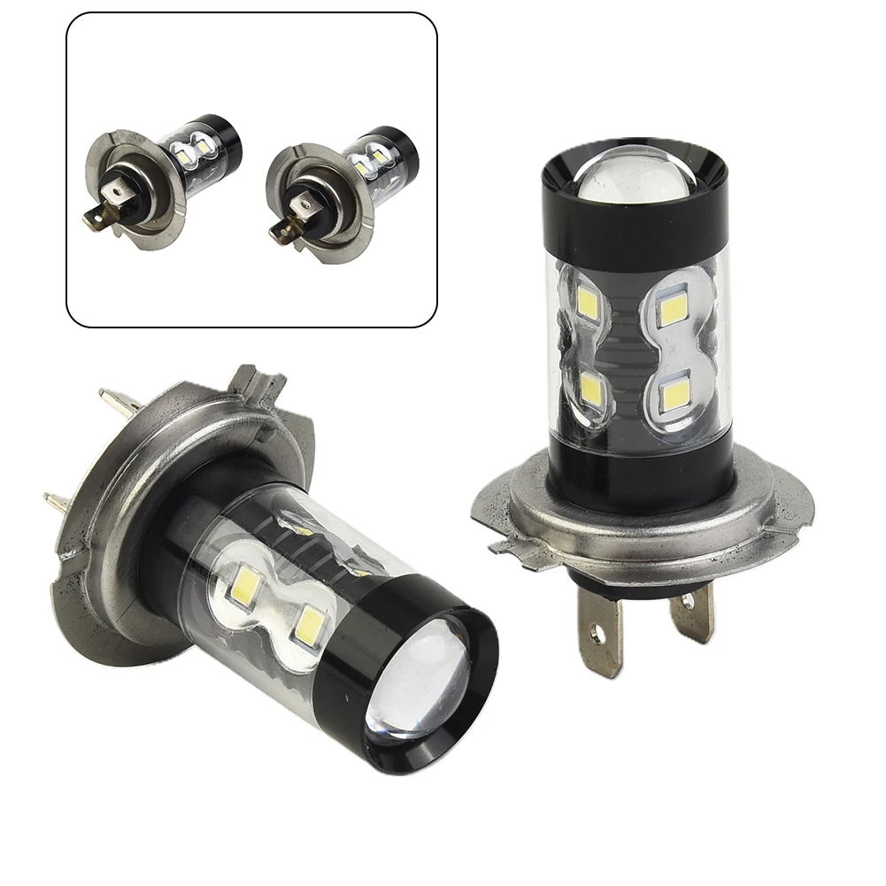 H7 160W 고출력 LED 램프 전조등 안개등 DRL 전구, 6000K 백색광 LED 전면 안개등 고출력 운전 램프, 2 개