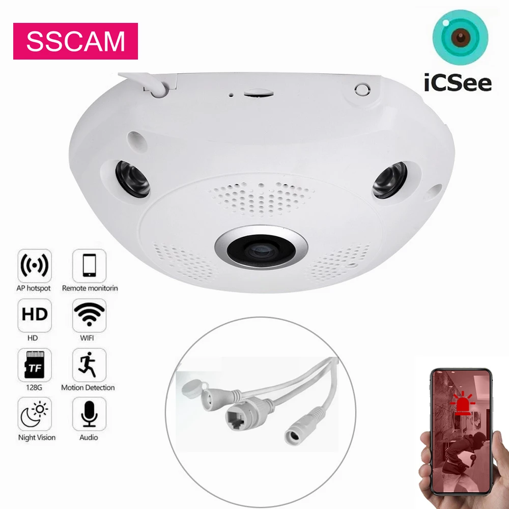 무선 IP 돔 카메라 P2P iCSee 와이파이 180, 360 도 광각 ONVIF 비디오 오디오 감시 CCTV 카메라, 20m 적외선, 5MP title=무선 IP 돔 카메라 P2P iCSee 와이파이 180, 360 도 광각 ONVIF 비디오 오디오 감시 CCTV 카메라, 20m 적외선, 5MP 