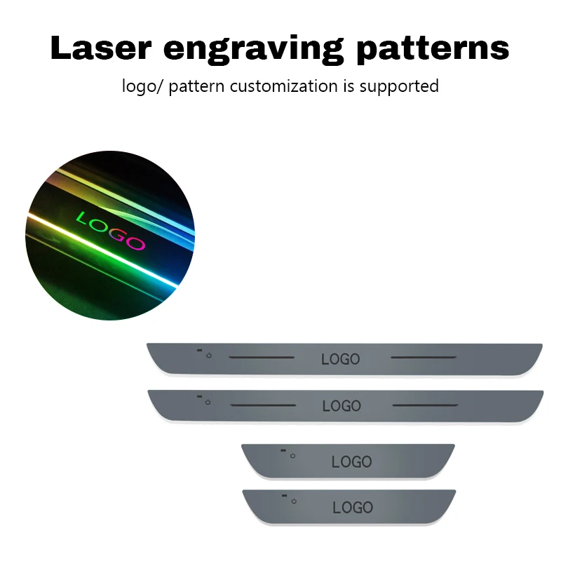 맞춤형 자동차 도어 조명 씰 라이트 로고 프로젝터 램프, USB 전원, 무선 LED RGB 웰컴 카 스커프 플레이트 페달 라이트
