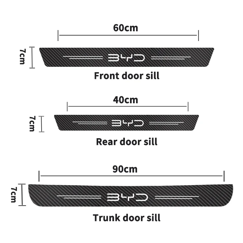 자동차 탄소 섬유 문짝 씰 스티커, BYD DOLPHIN EA1 2023 문턱 페달, 스크래치 방지, 실내 장식 액세서리