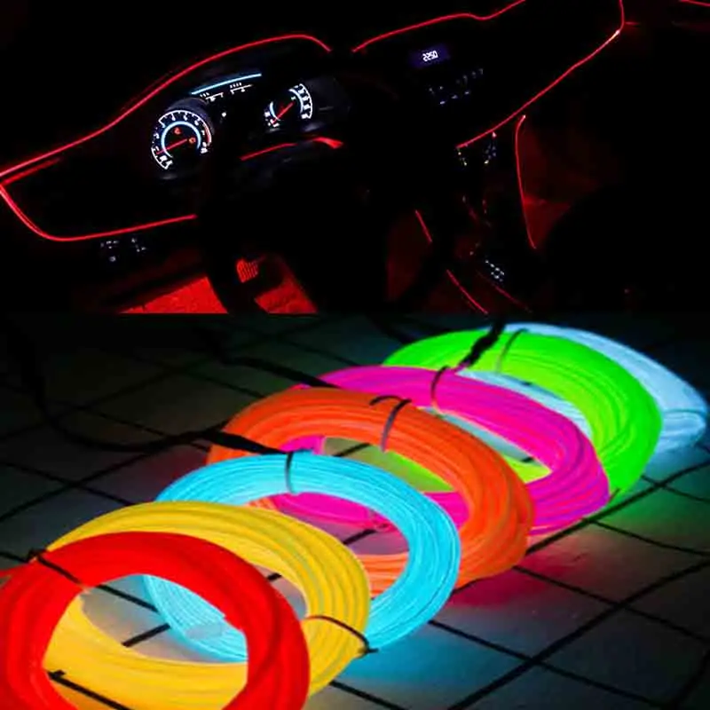 1M, 2M, 3M, 5M 자동차 인테리어 Led 장식 램프 배선 네온 스트립 자동 DIY 유연한 주변 조명 USB 파티 분위기 다이오드, 차량 내부 조명 인테리어 조명