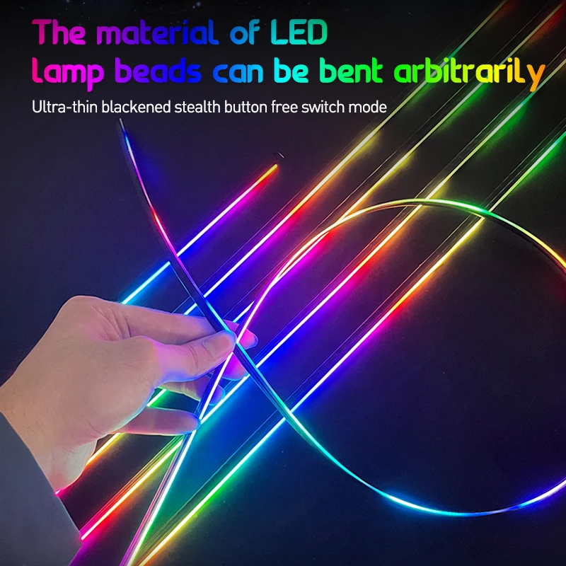 풀 컬러 스트리머 자동차 주변 조명, RGB 64 색 범용 LED 인테리어 숨겨진 아크릴 스트립, 심포니 분위기 램프, 18 in 1