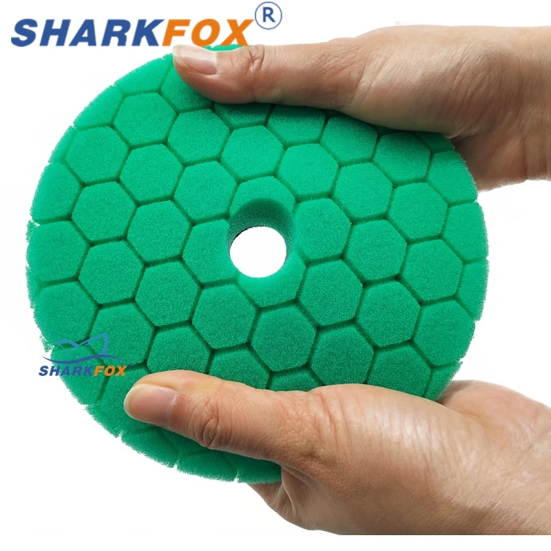 Sharkfox 자동차 연마 디스크 버핑 연마 패드, 자체 접착 버핑 왁싱, 독일 폼 연마 패드, DA/RO용, 3 인치, 5 인치, 6 인치