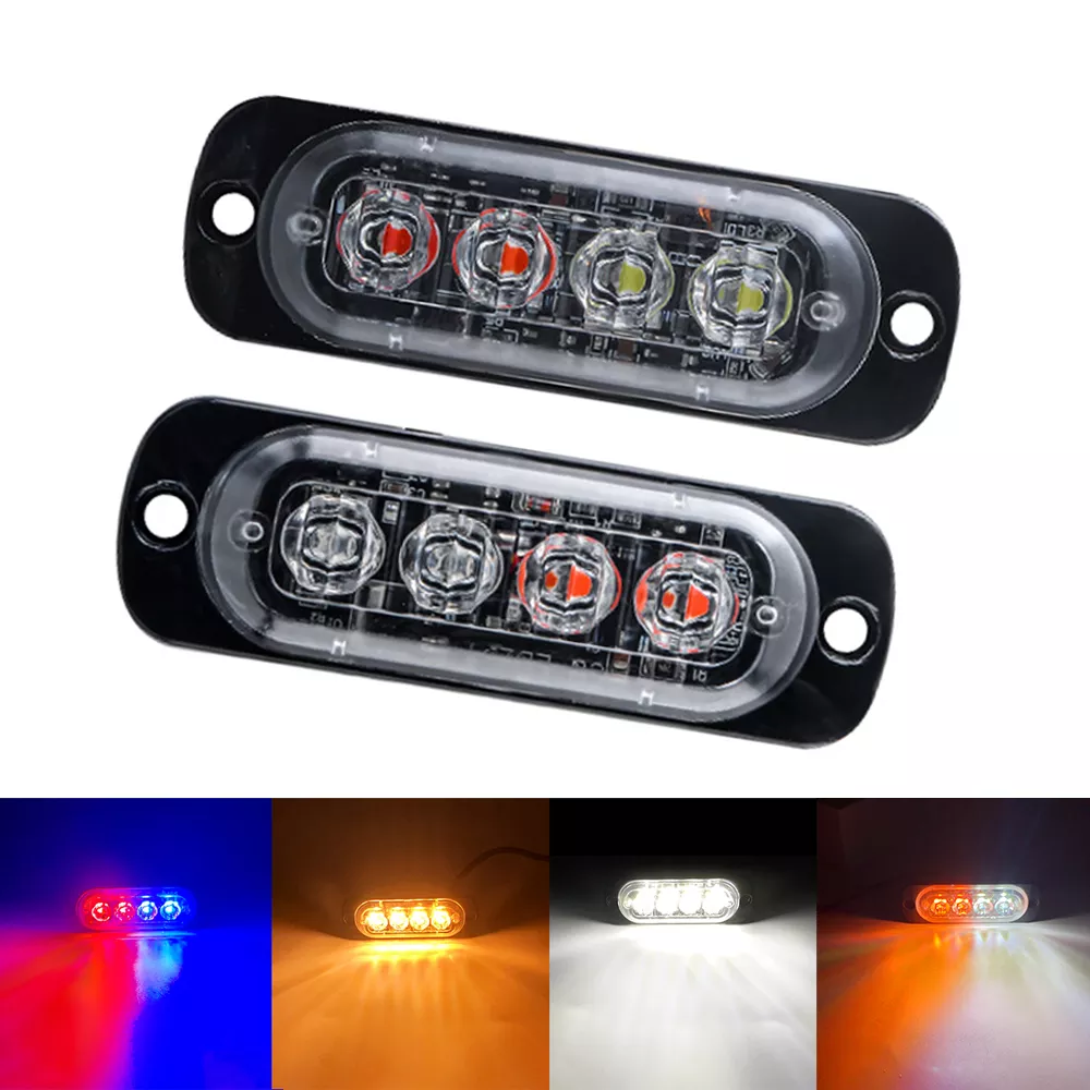 4LED 자동차 스트로브 경고등, 그릴 깜박이 고장 비상등, 12v 트럭 트레일러 경찰 비콘 램프 신호 미등 title=4LED 자동차 스트로브 경고등, 그릴 깜박이 고장 비상등, 12v 트럭 트레일러 경찰 비콘 램프 신호 미등 