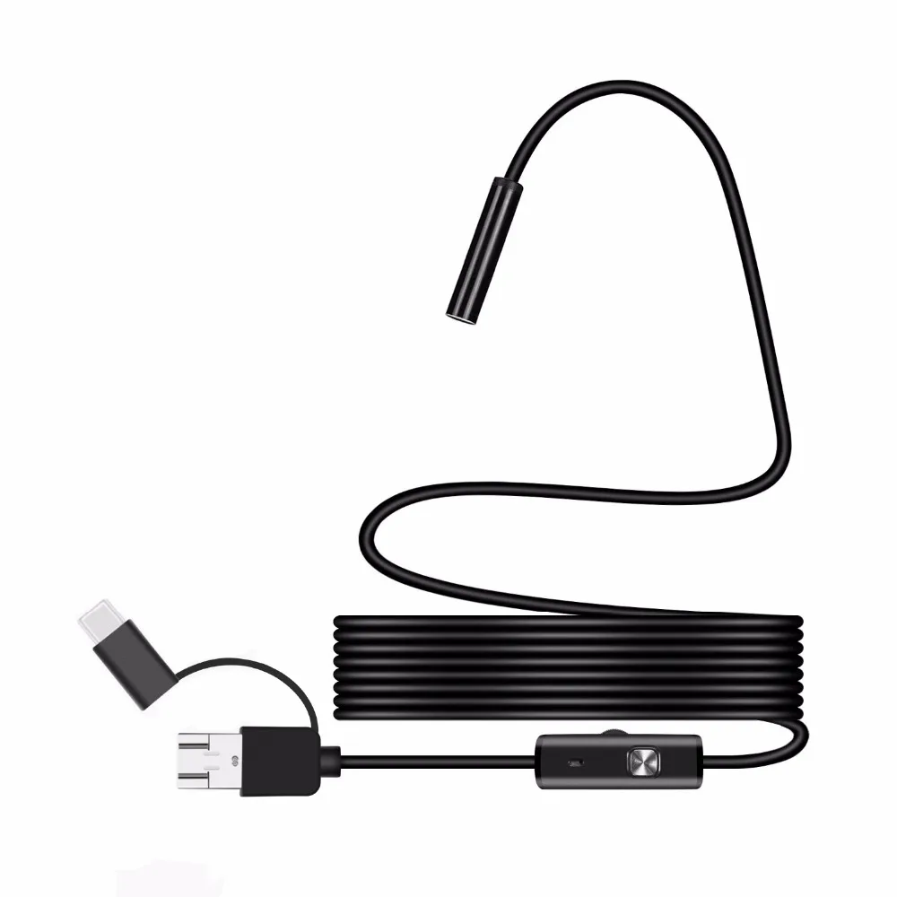 MircoUSB TYPE-C 보어스코프 비디오 검사 미니 카메라, 하드 플렉시블 튜브, PC 및 안드로이드 자동차 내시경용, 1200P, 1m, 2m, 5m, 10m