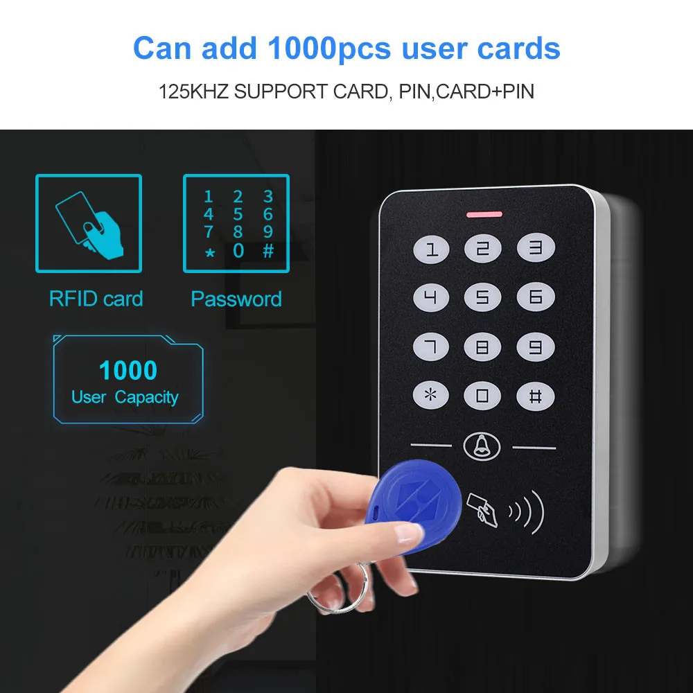 도어 액세스 제어 시스템 키트 RFID 액세스 제어 키패드 전원 공급 장치 + 전기 자기 잠금 볼트 스트라이크 잠금 + 키 10 개