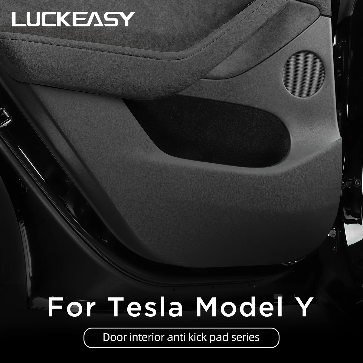 LUCKEASY 테슬라 모델 Y 2020-2024 용 자동차 문짝 글러브 박스, 대시 보드 아래 킥 방지 패드, 측면 가장자리 필름 보호대 스티커