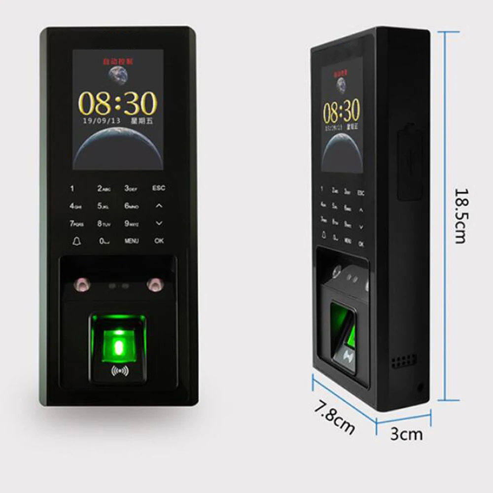 3000 얼굴 3000 피거, 2.8 인치 LCD TCP/IP USB 생체 인식 지문 인식, 얼굴 접근 제어 장치 시스템, 125kHz RFID 카드 지원