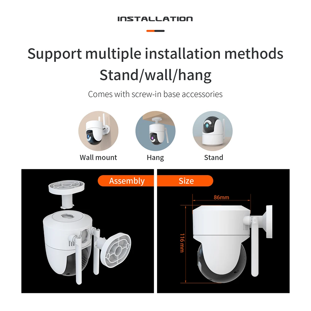 듀얼 밴드 WiFi 감시 카메라, 4MP Onvif 방수 모션 감지, 야외 IP 카메라 알람, 가정 보안 카메라, 2.4G, 5G