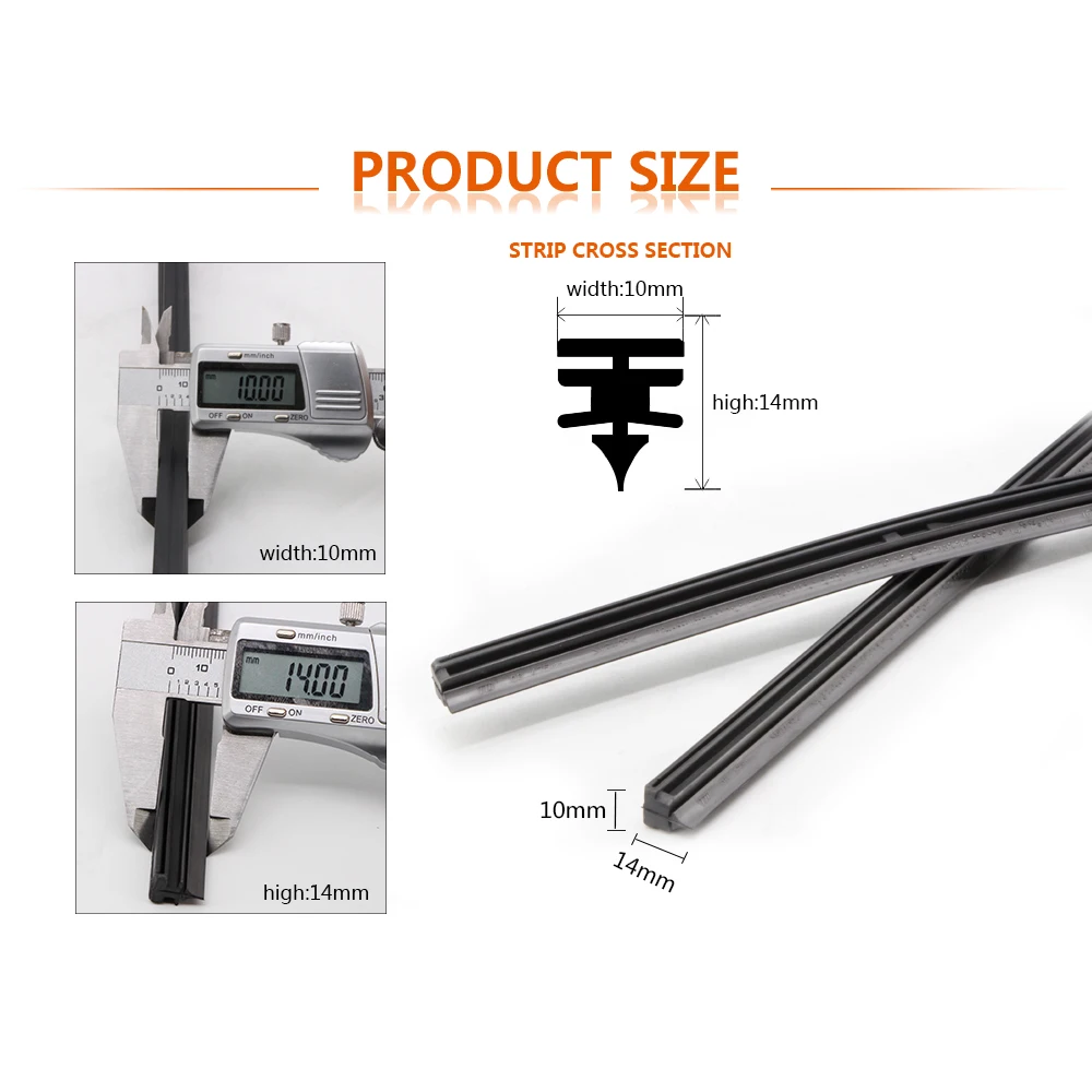 Koso-자동차 와이퍼 블레이드 삽입 천연 고무 스트립 1 개, 10mm, 14 
