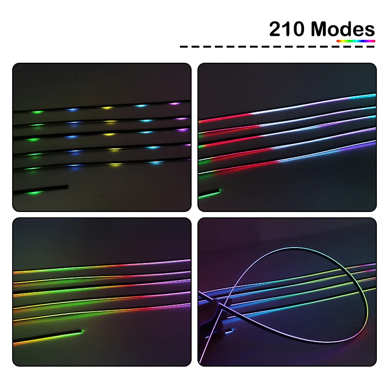 풀 컬러 스트리머 자동차 주변 조명, RGB 64 색 범용 LED 인테리어 숨겨진 아크릴 스트립, 심포니 분위기 램프, 18 in 1