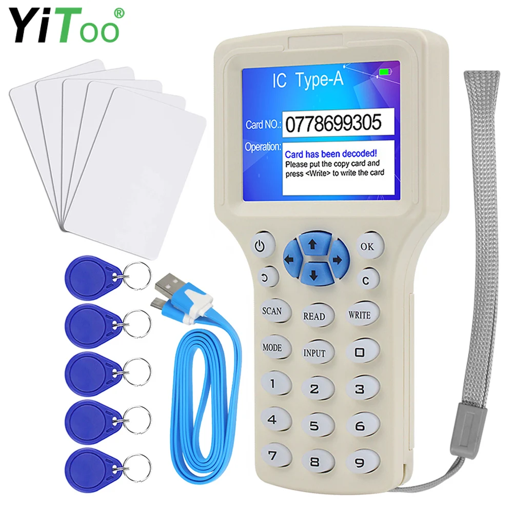 10 주파수 NFC 스마트 카드 프로그래머 RFID 리더 라이터 듀플리케이터, 125KHz 13.56MHz 암호화 디코더 쓰기 가능한 키 카드, USB title=10 주파수 NFC 스마트 카드 프로그래머 RFID 리더 라이터 듀플리케이터, 125KHz 13.56MHz 암호화 디코더 쓰기 가능한 키 카드, USB 