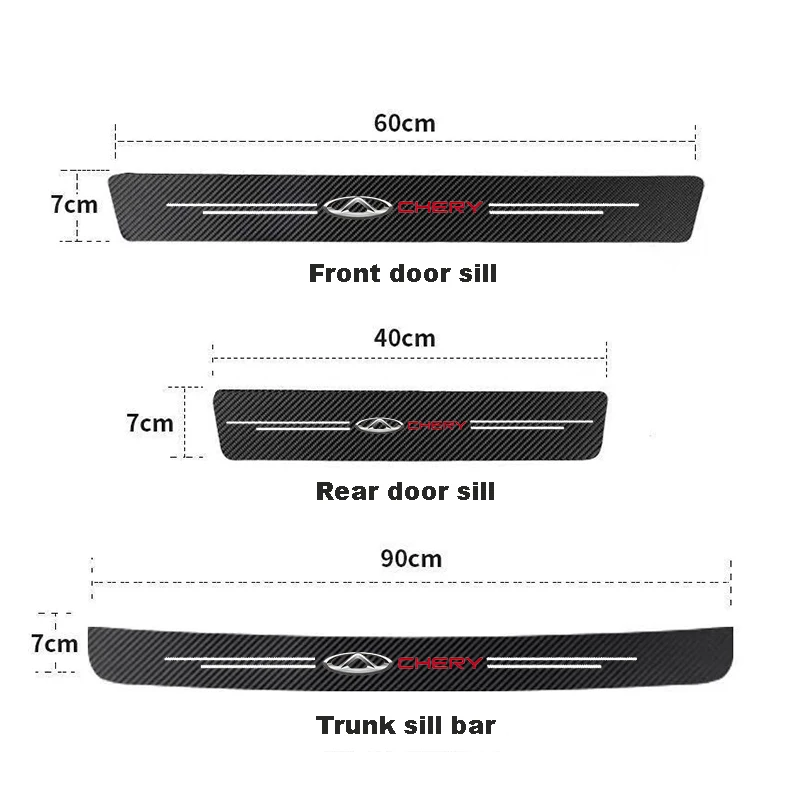자동차 문짝 문턱 스커프 플레이트, Chery TIGGO 2 3 4 5 7 Pro 8 3X A1 QQ Arrizo 탄소 섬유 트렁크 범퍼 스티커 액세서리