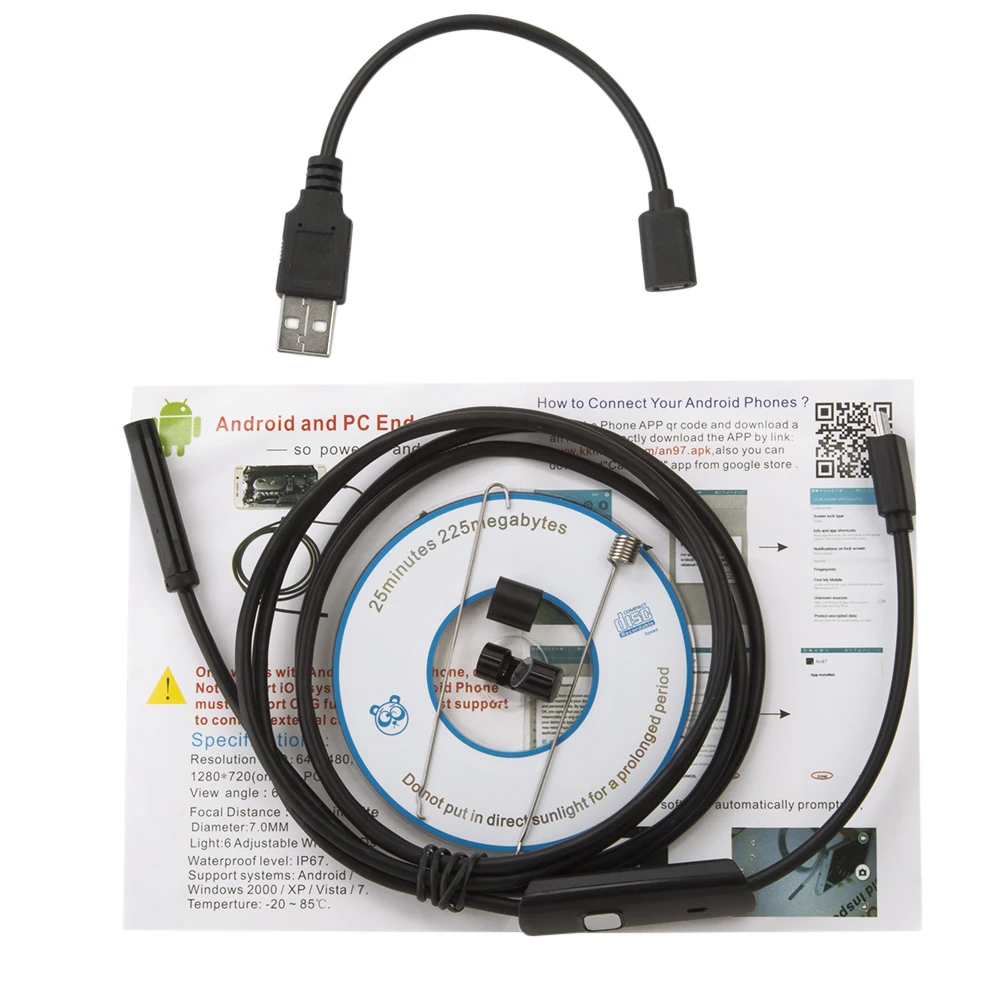 안드로이드 OTG USB 내시경 카메라, 유연한 하드 스네이크 파이프 검사, 안드로이드 폰 USB 보어스코프 카메라, 1m, 2m, 3.5m, 5m, 5.5mm