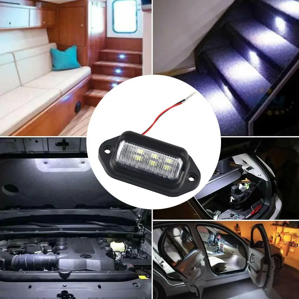 자동차 라이센스 번호판 조명, SUV 트럭 트레일러 밴 태그 스텝 램프, 흰색 전구, 자동차 제품 번호판 조명, 6LED, 1 개, 2 개