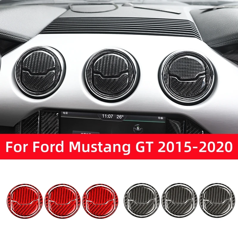 포드 머스탱 GT 2015-2021 용 탄소 섬유 자동차 중앙 대시보드 에어컨 배출구 장식 커버 트림 title=포드 머스탱 GT 2015-2021 용 탄소 섬유 자동차 중앙 대시보드 에어컨 배출구 장식 커버 트림 