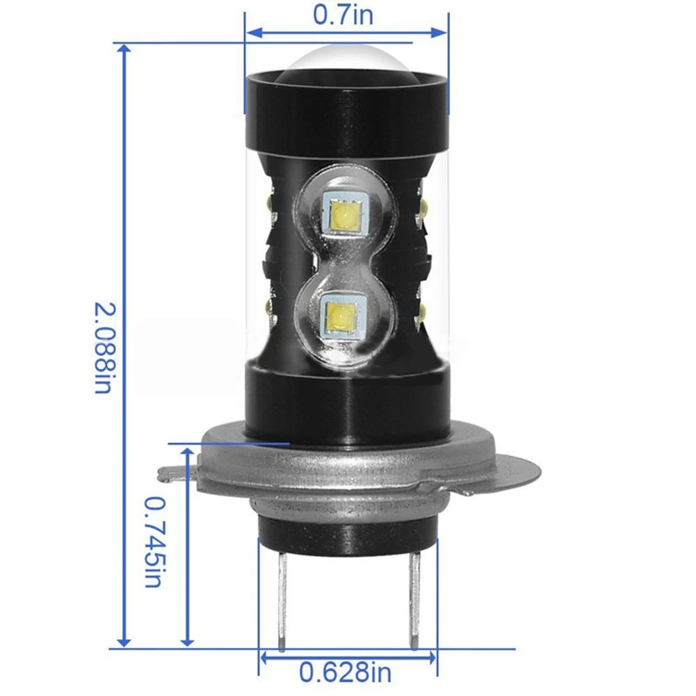H7 160W 고출력 LED 램프 전조등 안개등 DRL 전구, 6000K 백색광 LED 전면 안개등 고출력 운전 램프, 2 개