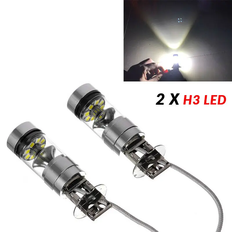 H3 LED 안개등 변환 키트 전구, 하이 로우 빔, 100W, 6000K, 슈퍼 화이트, 3000K, 자동 운전 헤드라이트, 하이 로우 12V, 24V, 신제품