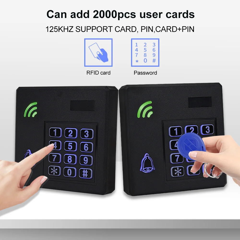 방수 액세스 제어 키패드, 야외 RFID 액세스 컨트롤러, 도어 오프너 시스템, 전자 EM4100, 125KHz 키 카드, DC12V, IP68