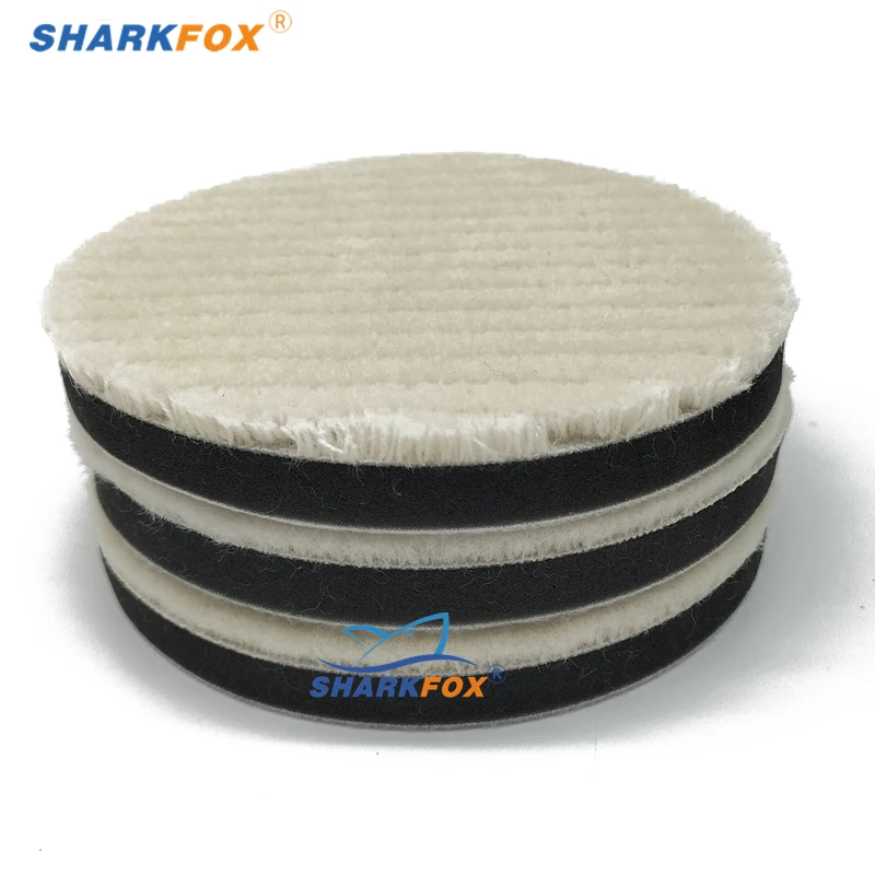 Sharkfox DA RO 자동차 광택기 연마 트레이용 일본 울 광택제 패드, 80mm 125mm 커팅 패드, 자동차 청소 제품, 3/5 인치