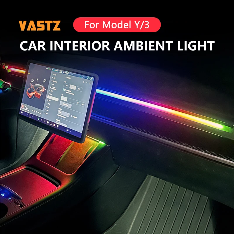 VASTZ 테슬라 모델 Y 3 하이랜드 RGB 앰비언트 라이트 키트, 대시 보드 센터 콘솔 센터 스택 앱 LED 스트립 네온 조명 title=VASTZ 테슬라 모델 Y 3 하이랜드 RGB 앰비언트 라이트 키트, 대시 보드 센터 콘솔 센터 스택 앱 LED 스트립 네온 조명 