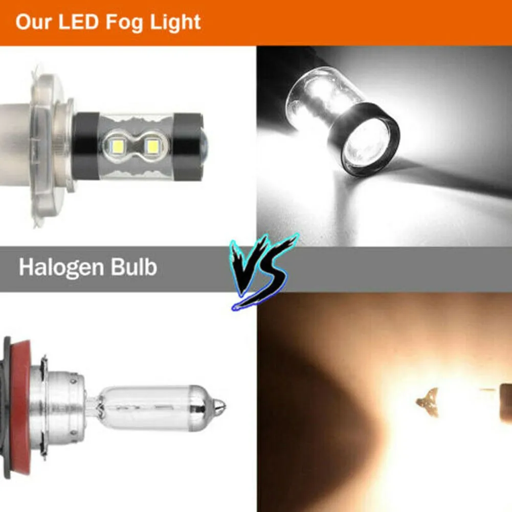 H7 160W 고출력 LED 램프 전조등 안개등 DRL 전구, 6000K 백색광 LED 전면 안개등 고출력 운전 램프, 2 개