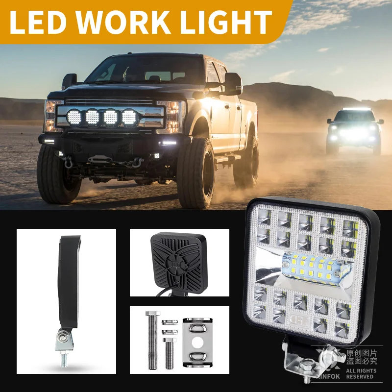 자동차 LED 작업 조명 콤보 빔 3030 SMD 87 와트, 아주 밝은 플러드 스팟 6500K DC 12-24 볼트 스포트라이트 트럭 4x4 4WD