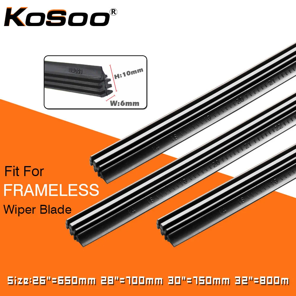 Koso-차량 앞 유리 삽입 천연 고무 자동차 와이퍼 블레이드 스트립 (리필) 6mm 26 