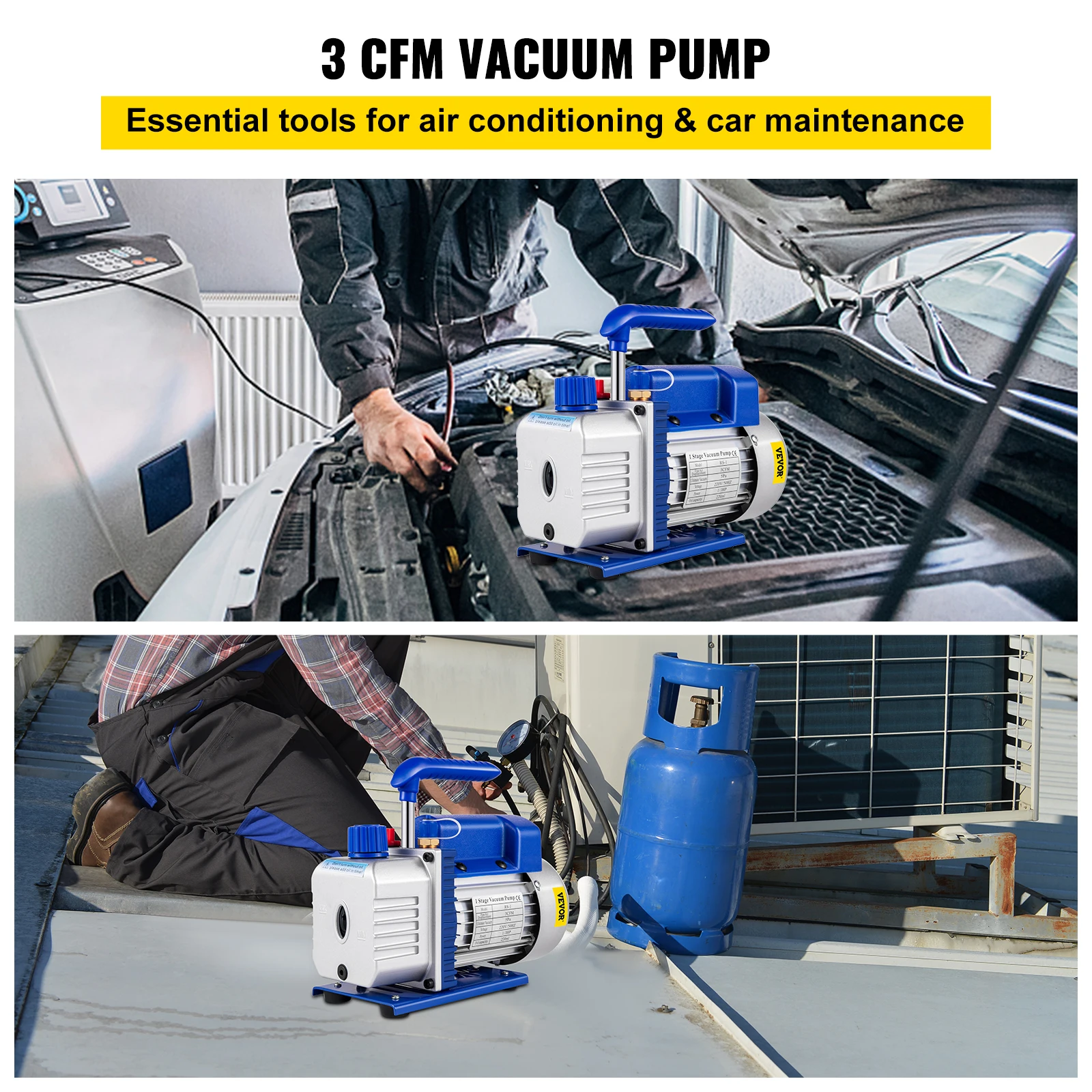VEVOR 냉매 진공 펌프, 매니폴드 게이지 포함 또는 미포함, 1 스테이지, 1.8CFM-12CFM 냉매, 에어컨, HVAC 유지 보수