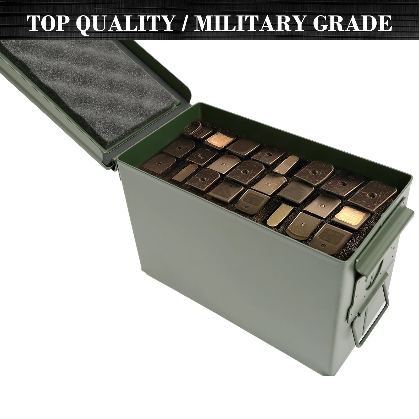 . 50 Cal 탄약 캔 24 권총 매거진 홀더 폼 삽입, 강철 50 구경 탄약 상자 (M2A1) 용, 총 클립 파우치 대체