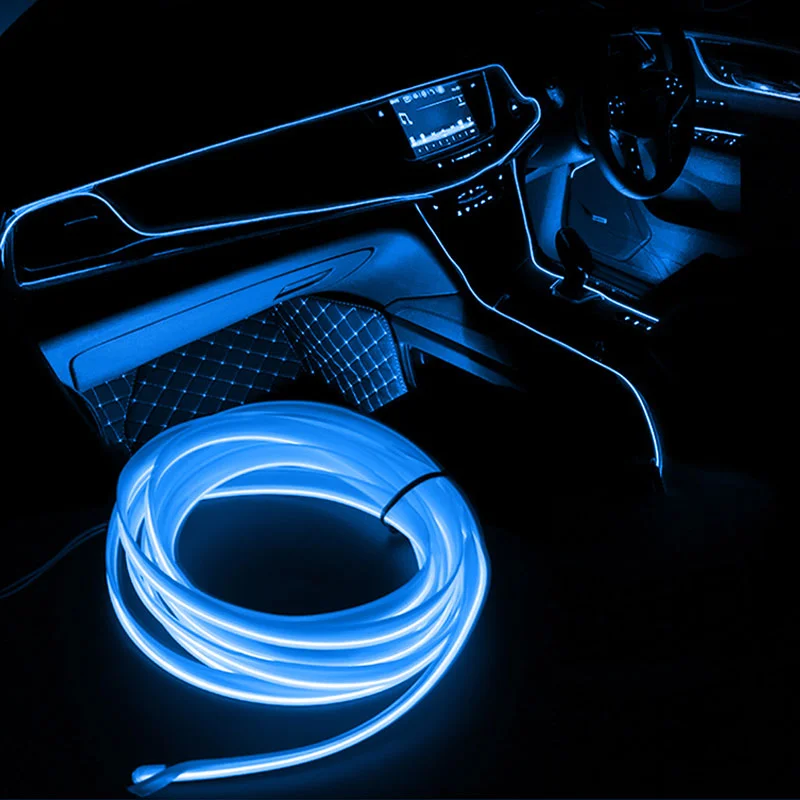 1M, 2M, 3M, 5M 자동차 인테리어 Led 장식 램프 배선 네온 스트립 자동 DIY 유연한 주변 조명 USB 파티 분위기 다이오드, 차량 내부 조명 인테리어 조명