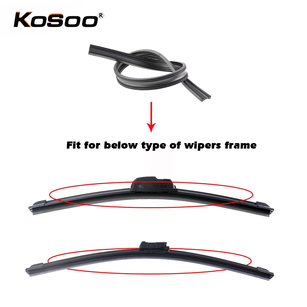 Koso-차량 앞 유리 삽입 천연 고무 자동차 와이퍼 블레이드 스트립 (리필) 6mm 26 