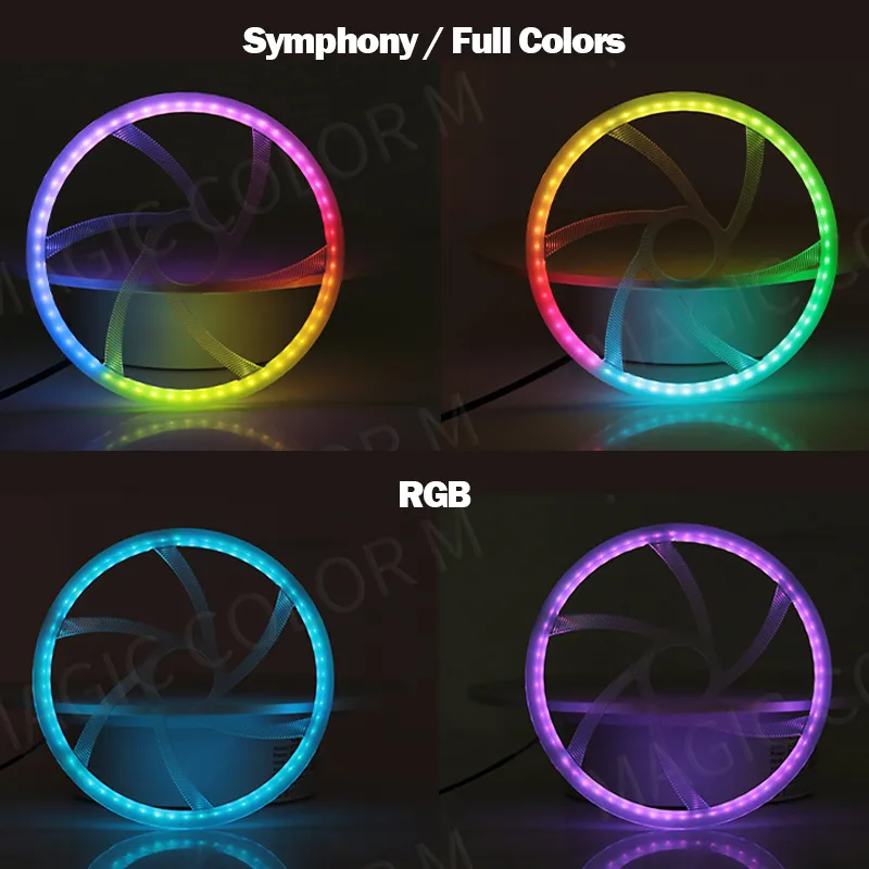 심포니 RGB 자동차 주변 경적 조명, LED 오디오 후드, 64 색 인테리어 장식, 분위기 램프, 앱 제어 액세서리, 5.9 인치