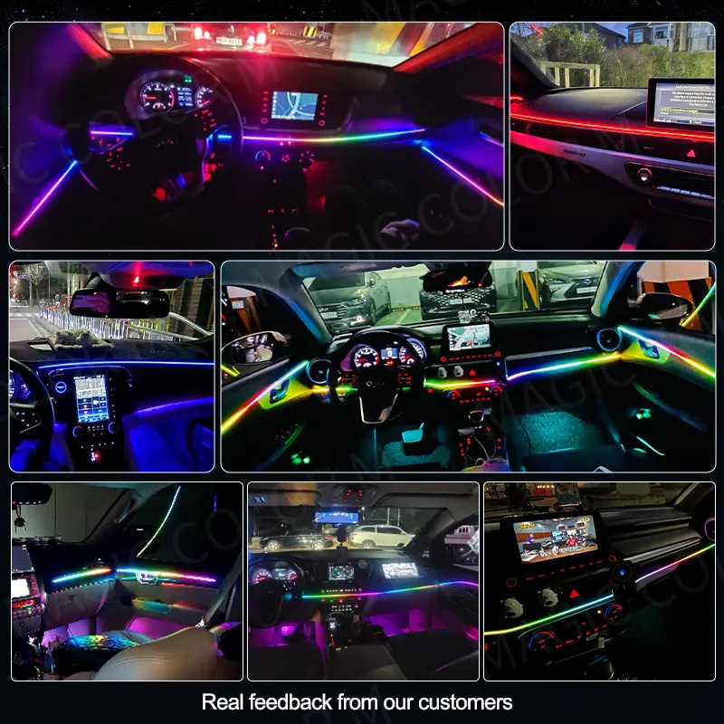 Vegting 140/55 인치 자동차 주변 조명, 2 인 1 범용 LED 심포니 RGB 분위기 램프, USB 앱 리모컨, 테슬라 모델 3 Y S X용