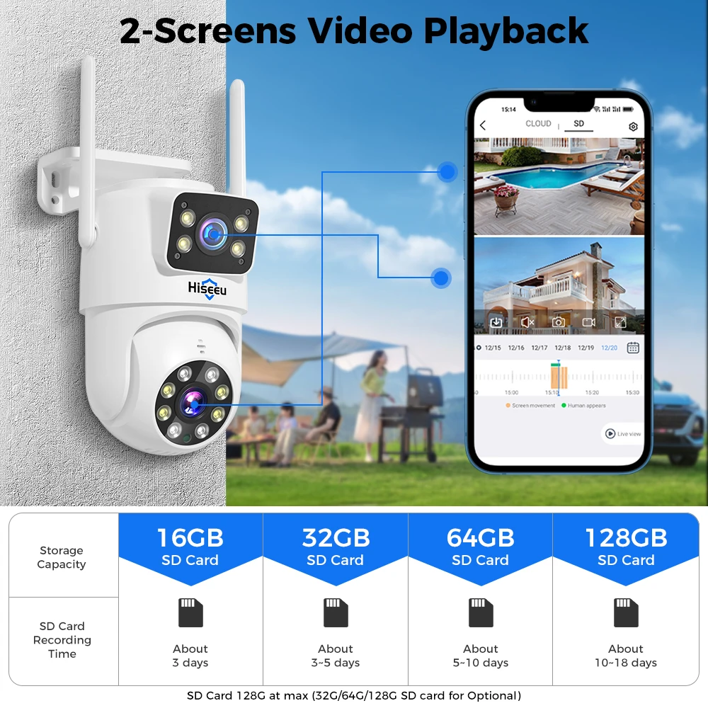 Hiseeu 와이파이 듀얼 렌즈 카메라 보안 시스템 키트, 3K IP 카메라, 16CH NVR 녹음기 세트, P2P 비디오 CCTV 감시 시스템, 6MP