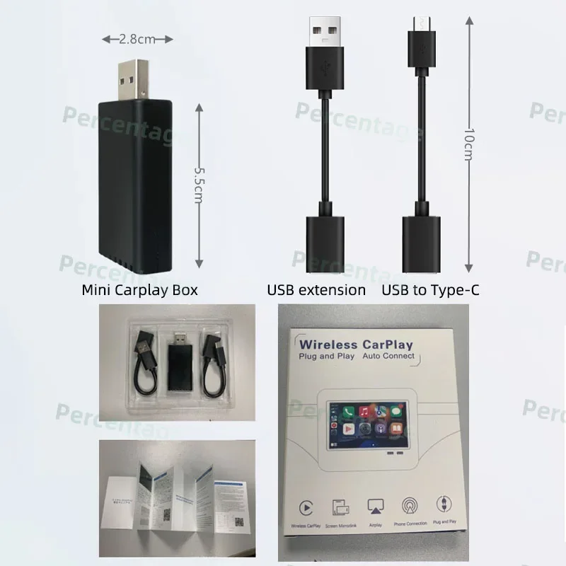 차량용 미니 AI 박스 애플 카플레이 무선 어댑터, OEM 유선 카플레이 to 무선 카플레이, USB 동글 플러그 앤 플레이 플레이아이박스