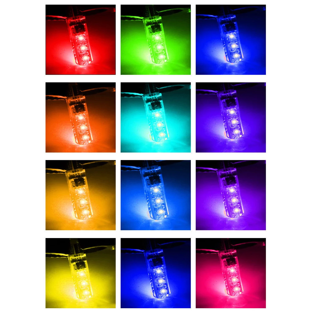 5050 LED 자동차 너비 조명, 자동 돔 독서 장식 램프, 6SMD RGB 색상, 원격 제어 스트로브 무드 라이트, T10, 2 개