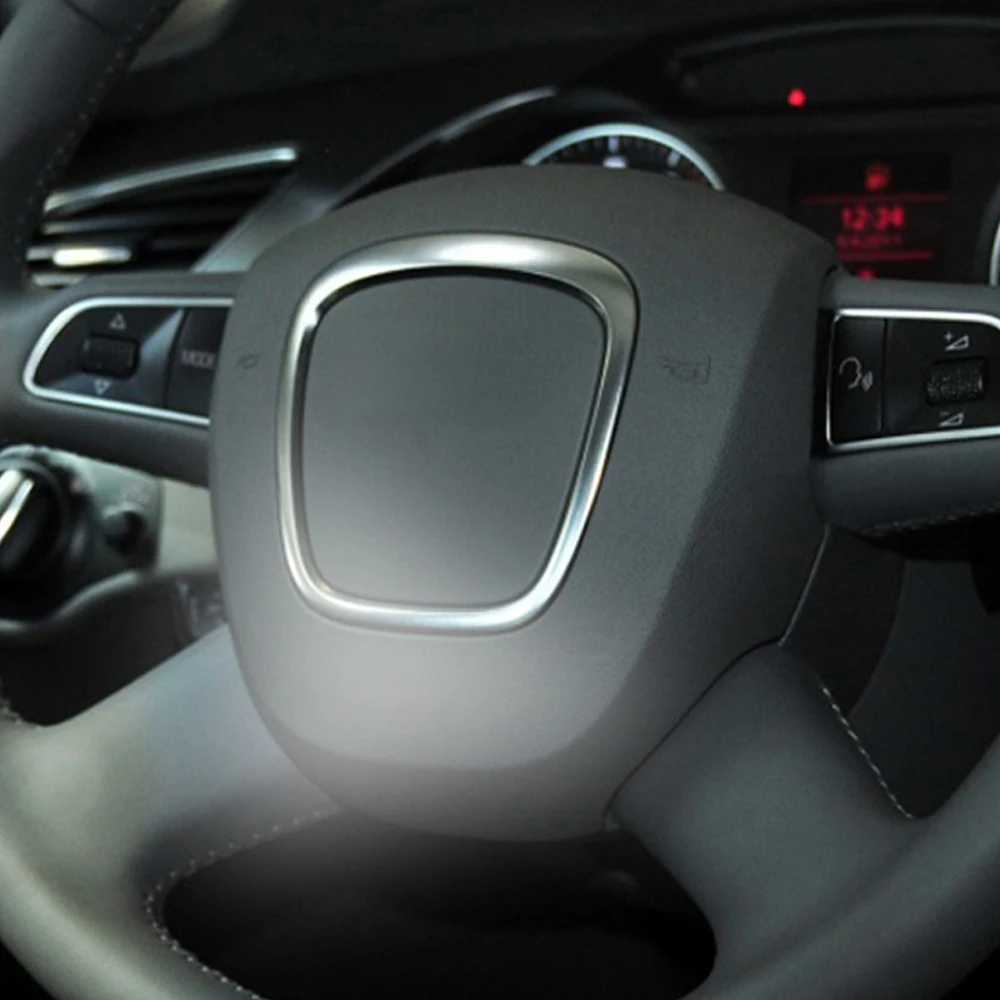 아우디 Q5 Q7 A3 S3 8P A4 B6 B7 B8 A5 B8 A6 C7 자동차 핸들 패널 프레임 링 스티커 트림 센터 로고 커버 프로텍터
