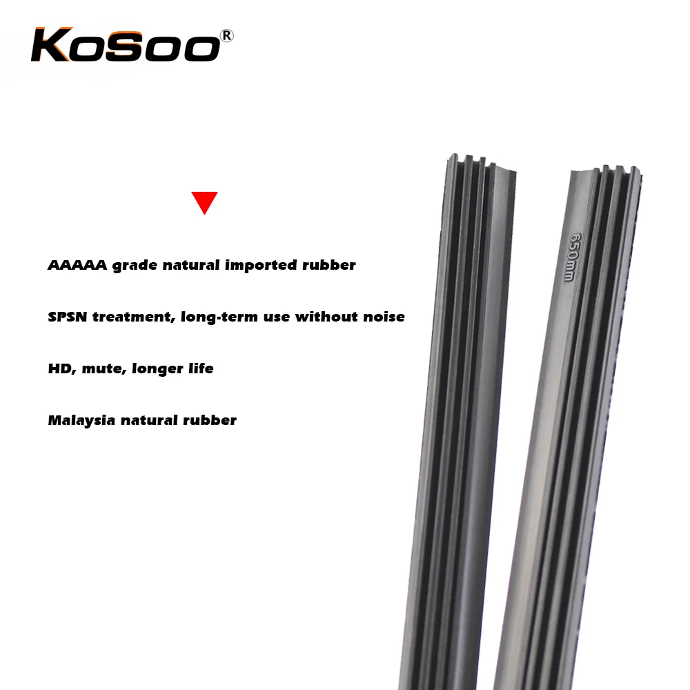Koso-차량 앞 유리 삽입 천연 고무 자동차 와이퍼 블레이드 스트립 (리필) 6mm 26 