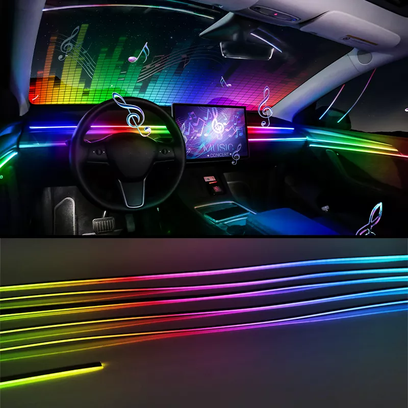 풀 컬러 스트리머 자동차 주변 조명, RGB 64 색 범용 LED 인테리어 숨겨진 아크릴 스트립, 심포니 분위기 램프, 18 in 1 title=풀 컬러 스트리머 자동차 주변 조명, RGB 64 색 범용 LED 인테리어 숨겨진 아크릴 스트립, 심포니 분위기 램프, 18 in 1 