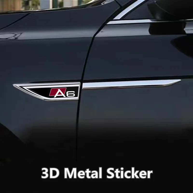 차체 보호 스티커 3D 금속 자동차 엠블럼 로고 펜더 블레이드 데칼 배지, 아우디 A3 A4 A5 A6 A7 A8 Q3 Q5 Q7 Q8 액세서리