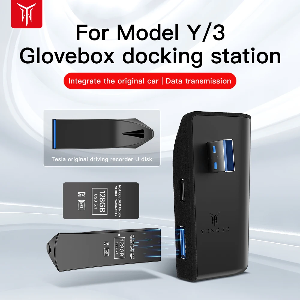 YZ 테슬라 모델 3 모델 Y 고속 충전 4개 USB 접수구 션트 허브 도킹 스테이션 어댑터 전원 분배기 자동차 액세서리
