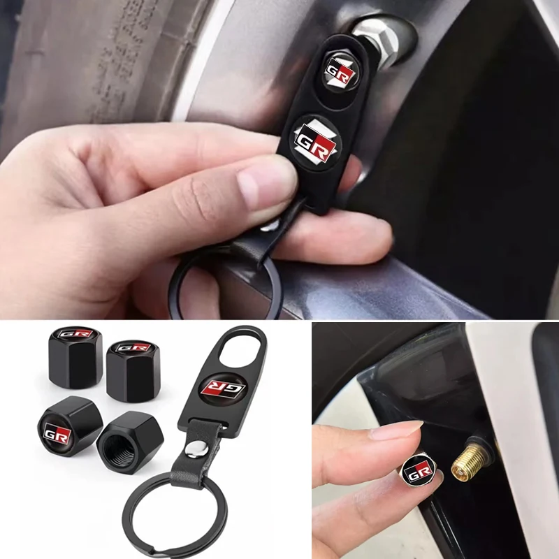 자동차 휠 타이어 스템 에어 밸브 캡 림 플러그, 도요타 GR 스포츠 가주 레이싱 야리스 코롤라 힐럭스 수프라 C-HR 86 타이어 액세서리