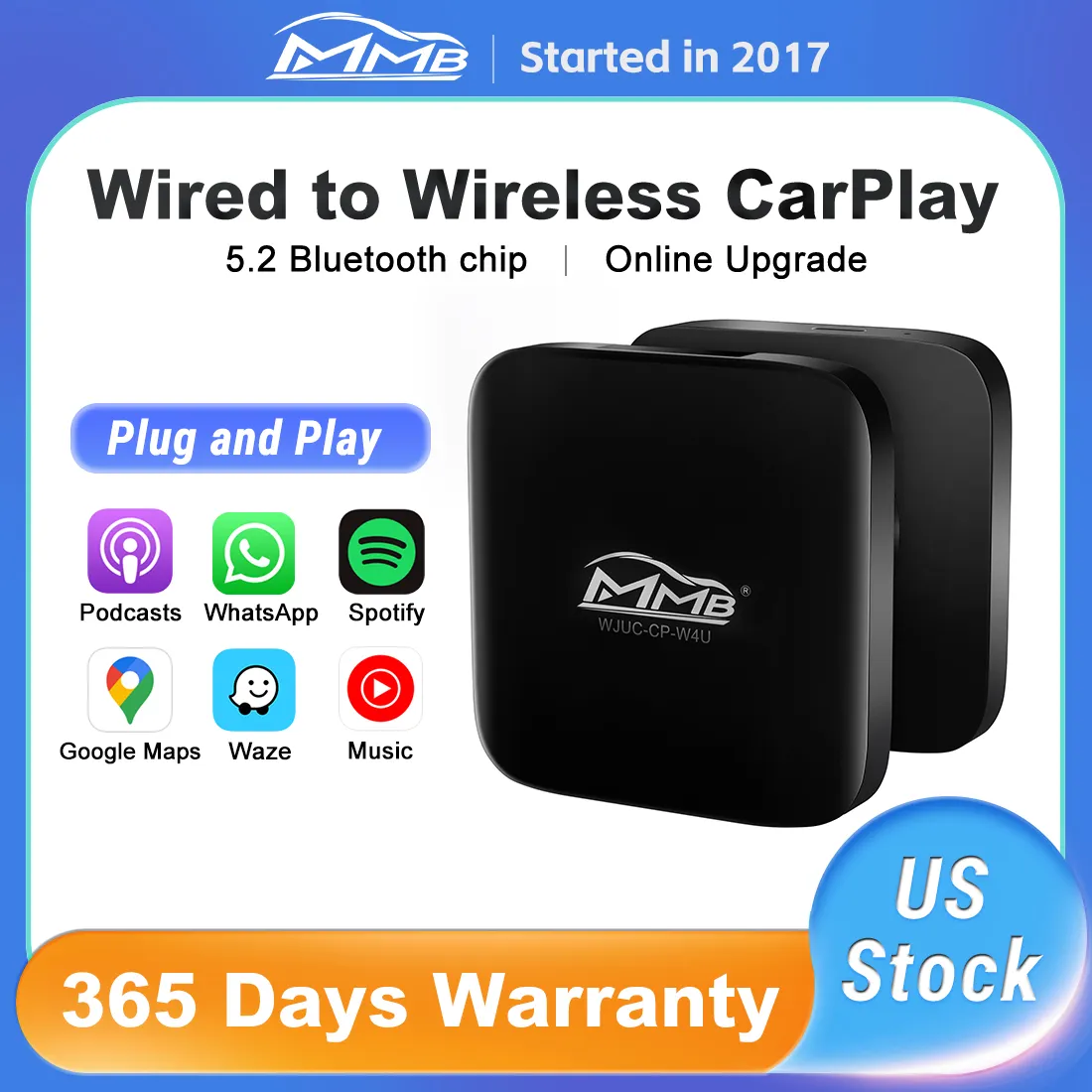 2023 MMB 무선 애플 카플레이 어댑터, OEM 유선 카플레이, 휴대용 동글, 온라인 업그레이드 BT 5.2, 자동차 라디오용 플러그 앤 플레이 title=2023 MMB 무선 애플 카플레이 어댑터, OEM 유선 카플레이, 휴대용 동글, 온라인 업그레이드 BT 5.2, 자동차 라디오용 플러그 앤 플레이