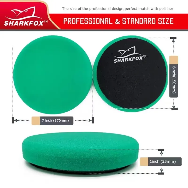 Sharkfox 자동차 스폰지 버핑 폴리싱 패드, DA, RO, GA, 자동차 버퍼 폴리셔, 5 인치 (125mm), 6 인치 (150mm)