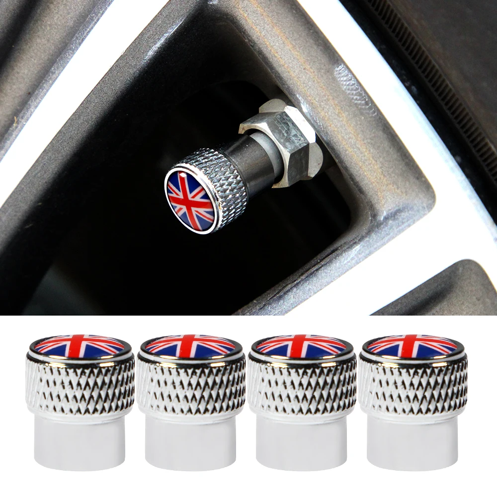 AUTCOAT 4Pcs 유니버설 영국 알루미늄 합금 자동차 휠 타이어 타이어 밸브 스템 캡 먼지 커버 자전거 자동차 트럭 오토바이 자전거