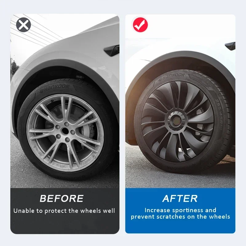 차량용 허브 캡 교체 휠 캡, 테슬라 모델 Y 2023 2024 풀 커버 액세서리, 19 인치 성능, 4 개