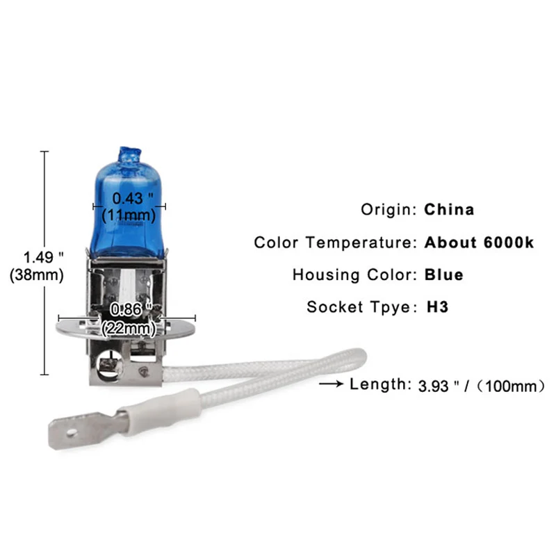 H3 슈퍼 브라이트 화이트 안개 할로겐 전구, 자동차 헤드 램프 라이트, 자동차 스타일링 광원, 주차 6000K, 55W, 12V, 2 개