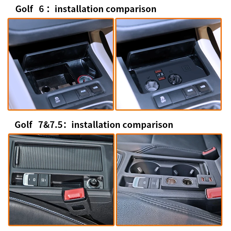 차량용 충전기 담배 라이터 USB 스플리터, 폭스바겐 골프 5 6 Eos MK5 골프 7 / 7.5 제타 시로코, 2 대 1 고속 충전