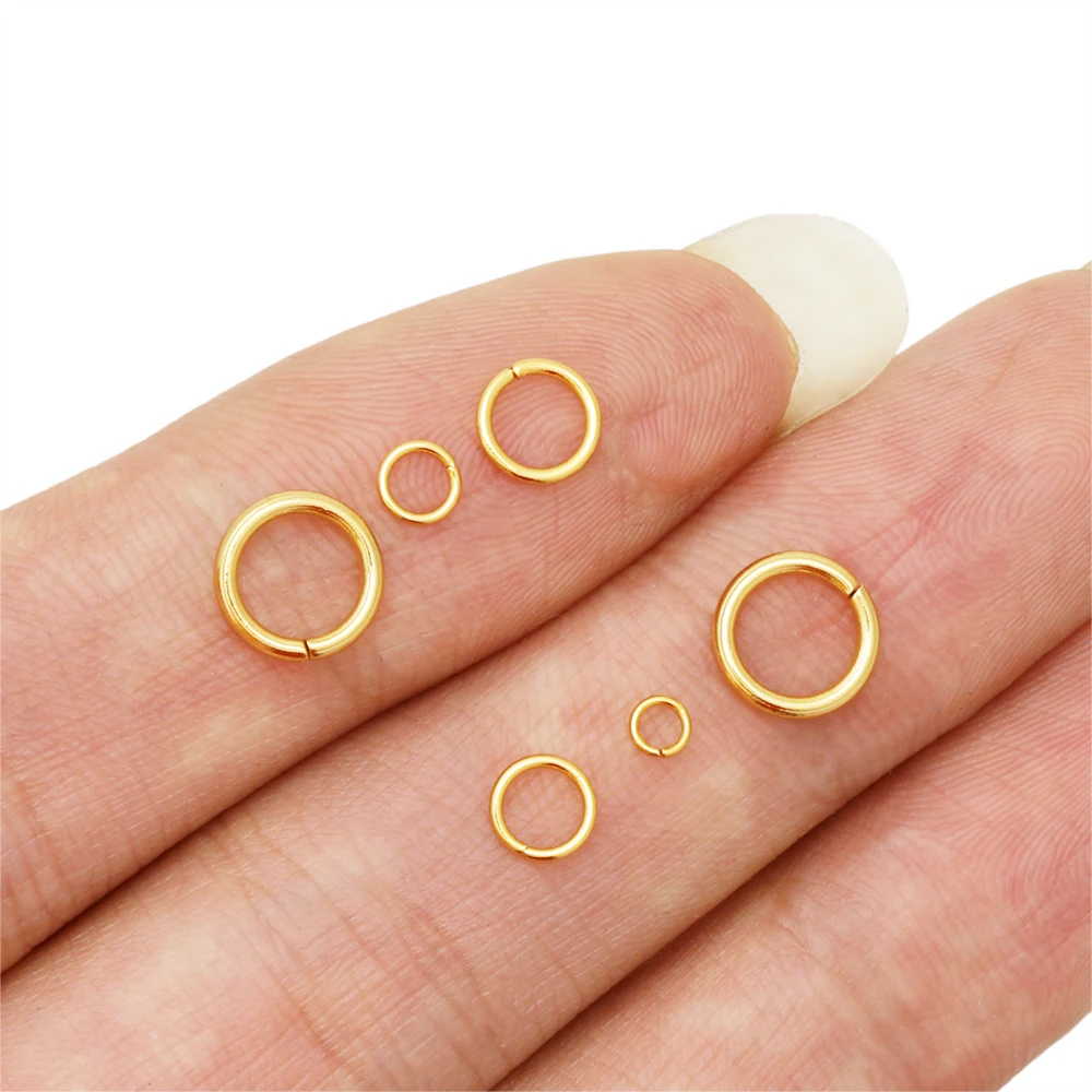 스테인리스 스틸 워터 골드 점프 링 커넥터, DIY 쥬얼리 제작 액세서리, 소모품 조사, 4mm, 5mm, 6mm, 7mm, 8mm, 100-200 개